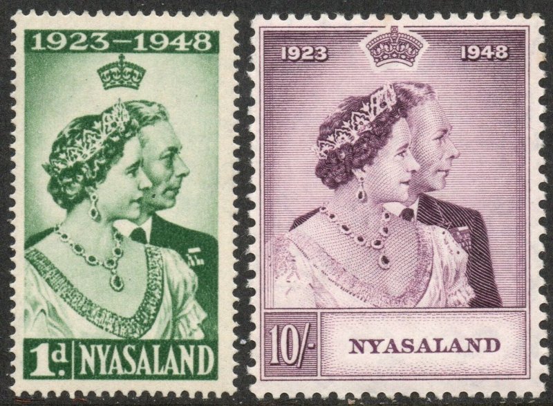 NYASALAND-1948 Royal Silver Wedding Set Sg 161-162 LIGHTLY MOUNTED MINT V37540