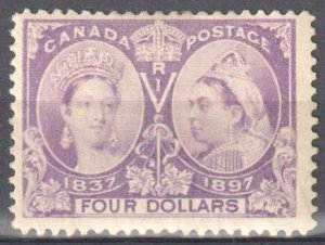 Canada #64 F-VF Mint NH Jubilee C$4800.00 -- $4.00 Purple