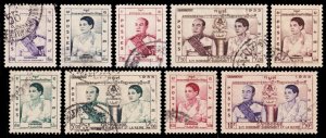 Cambodia Scott 38-42, 44, 46-48, 50 (1955) Used F-VF, CV $7.35 W