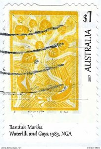 AUSTRALIA 2017 $1 Multicoloured, Art of the North-Banduk Marika, Waterlili & ...