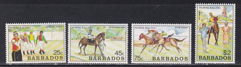 Barbados # 773-776, Horse Racing, NH, 1/2 Cat.