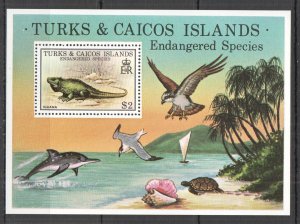 O0035 1979 Turks & Caicos Is. Endangered Species Birds Marine Life Bl14 Mnh