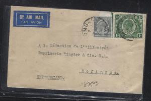 EAST AFRICA AND UGANDA (P0302B) KGV 50C+ 1/- A/M TO SWITZERLAND 