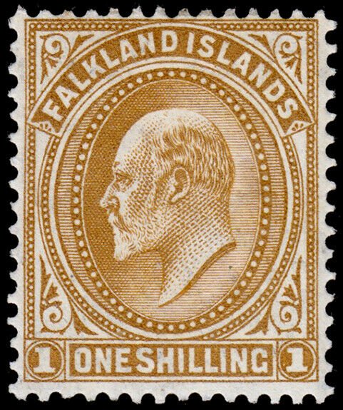 Falkland Islands Scott 27 (1905) Mint H F-VF, CV $50.00 M