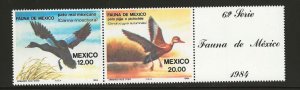 Mexico #1346-1347a MNH Fauna, ducks Pair with label (my5) (12323)