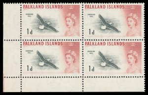 Falkland Islands 1963 QEII 1d De La Rue Printing block of 4 superb MNH. SG 194a.