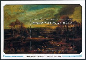 Maldives 1502,MNH. Peter Paul Rubens.Landscape with a Sunset,1991.