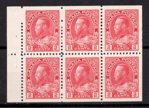 1912 Canada Sc #106a - 2¢ Admiral booklet pane - MNH Cv $120