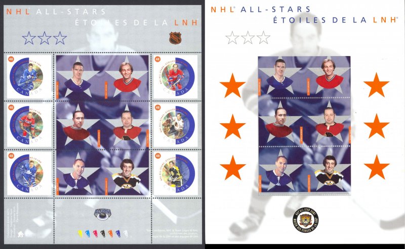 Canada Sc# 1935 MNH Pane/6 (in folder) 2002 48c NHL All Stars