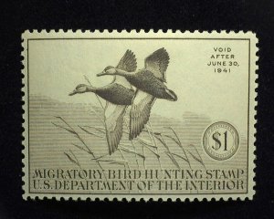 HS&C: Scott #RW7 1 Dollar Hunting Permit. Mint Vf/Xf LH US Stamp