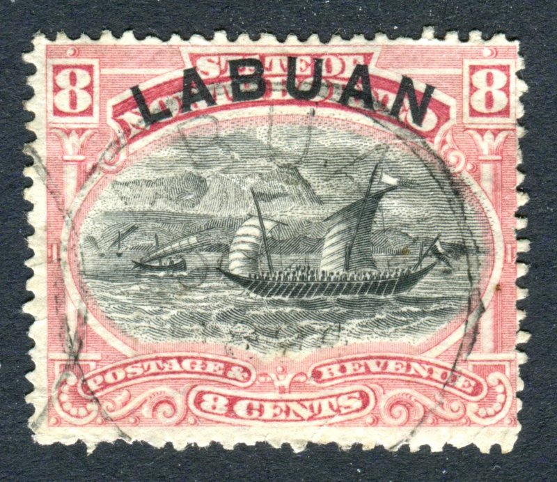 Labuan 1894. 8c rose red. P13.5 -14. Used. SG68a.