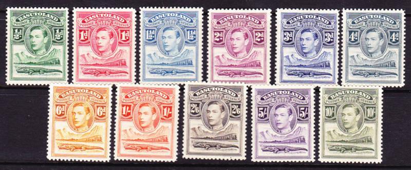 BASUTOLAND 1938 KGVI PICTORIALS  SET 11 MLH SG18/28