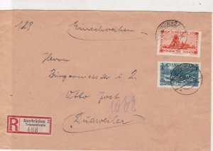 Germany SAAR 1931 Registered Saarbrucken 2 Cancel Stamps Cover ref 22899