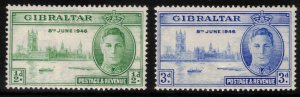 GIBRALTAR 1946 Victory; Scott 119-20, SG 132-33; MNH