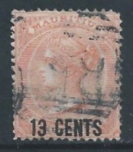 Mauritius #53 Used 3p Queen Victoria Surcharged 13 Cents