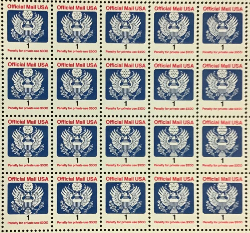 O143  Eagle ( 1  at bottom)  MNH Sheet of 100   Issued in 1989