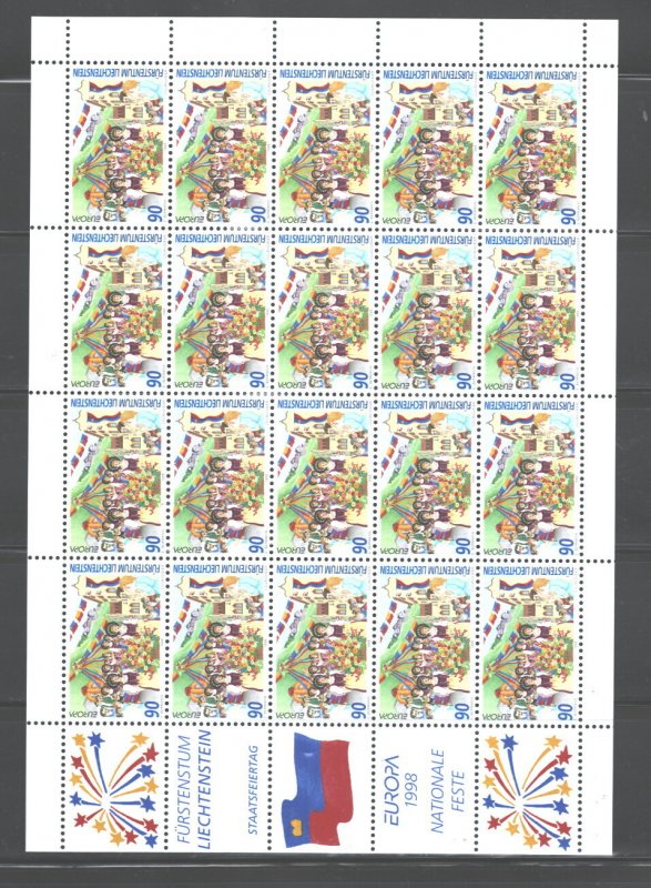 LIECHTENSTEIN 1998 EUROPE CEPT#1117-1118,MNH, 1SET $1.60