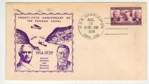 1939 PANAMA CANAL TEDDY ROOSEVELT FDC 856-53 C E REID PURPLE VARIETY