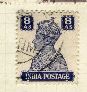 INDIA; 1938 early GVI portrait issue fine used 8a. value