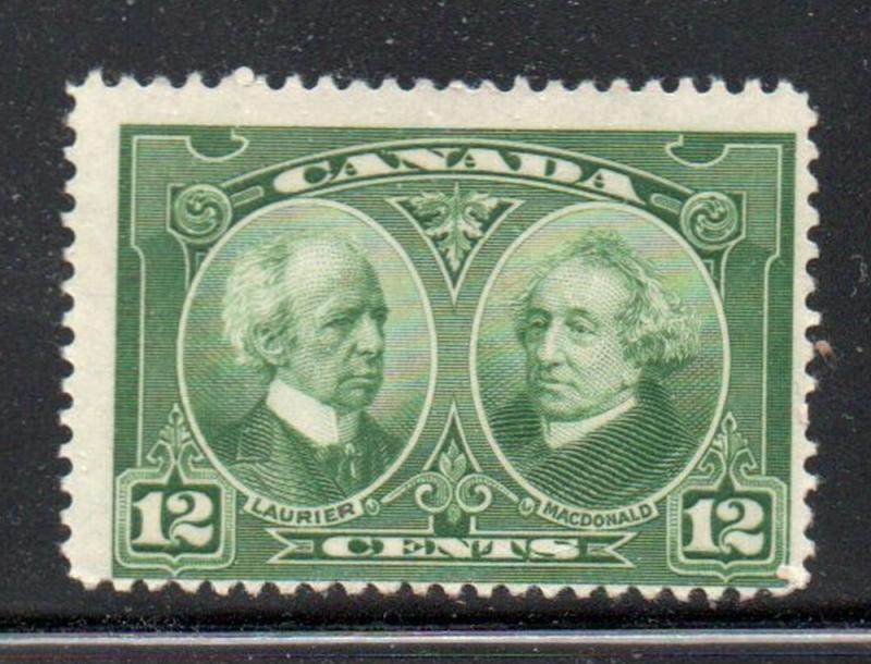 Canada Sc 147 1927 12 c green Laurier & Macdonald stamp mint NH