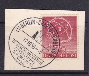 Germany (Berlin) Scott 9N68, 1950 Recovery Plan on piece, VFU. Scott $40.