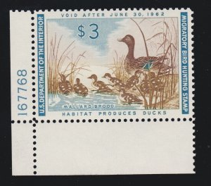 US RW28 $3 Duck Hunting Mint Plate # Single XF OG NH SCV $95