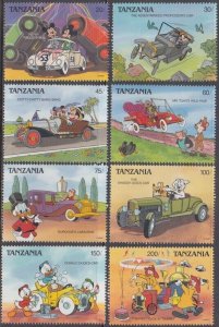 TANZANIA #570-77 MICKEY & GANG DRIVE FAMOUS DISNEY CARS WHILE VISITING AFRICA