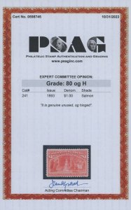 USA 241 - 1 Dollar Columbian - PSAG Graded Cert: VF 80 Mint OGph - Cat $1,000.00