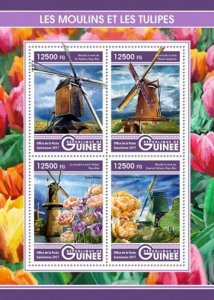 Guinea - 2017 Windmills & Tulips - 4 Stamp Sheet - GU17218a