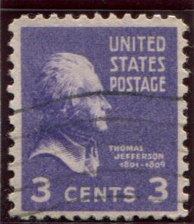 807 US 3c Jefferson, used cv $.20