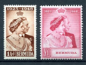 Bermuda 1948 KGVI. Silver Wedding set of 2. Mint Hinged. SG125/126.