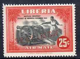 Liberia 1947 Anniversary of Defence 25f (Cannon) fine unm...