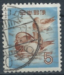 Japan 1952 - 5Y Mandarin Ducks - SG657 used