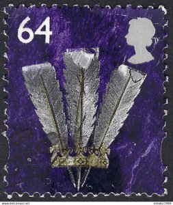 GREAT BRITAIN Wales 2001 QEII 64p Violet, Gold, Silver  & Black SGW86 FU