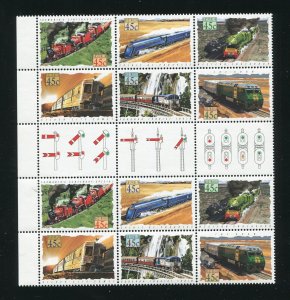Australia 1324-1329a Trains Gutter Pair Blocks of 6 Stamps MNH 1993