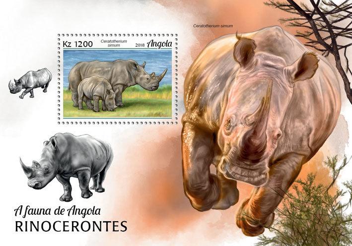 Z08 IMPERF ANG18102b ANGOLA 2018 Rhinos MNH ** Postfrisch