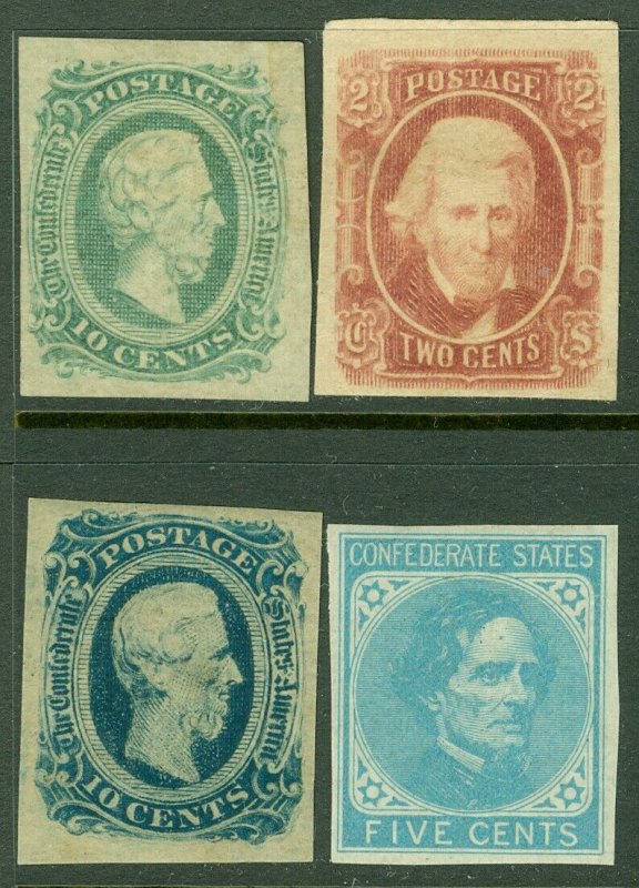 EDW1949SELL : CONFEDERATE Scott #6, 8, 11c, 12 VF, Mint OG. Nice. Catalog $145.