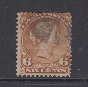 Canada Sc 27a used 1868 6c yellow brown Large Queen