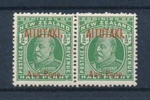 [116479] Aitutaki 1911 Ava Pene OVP on New Zealand stamp pair  MNH