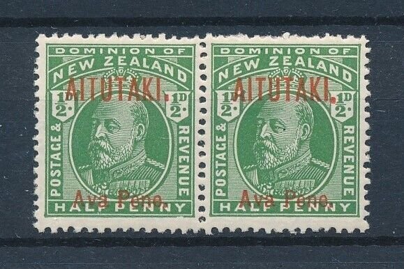 [116479] Aitutaki 1911 Ava Pene OVP on New Zealand stamp pair  MNH