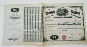 US 1873 $25 Internal Revenue Special Tax Retail Liquor Dealer Stamp Sheet