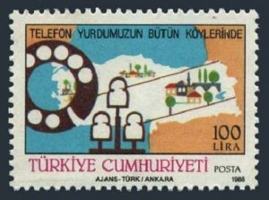 Turkey 2413 two stamps, MNH. Michel 2823. Telephone system, 1988.