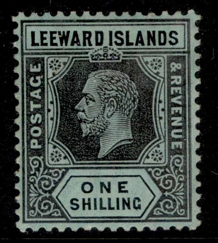 LEEWARD ISLANDS GV SG54a, 1s black/green white back, M MINT. Cat £90. WHITE BACK