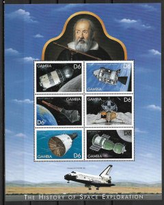 1999 Gambia Sc2175 The History of Space Exploration MNH sheet of 6