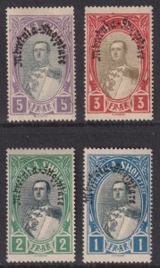 1928 Albania King Zog I black overprint short set MLH Sc# 234 // 237 CV $18.00