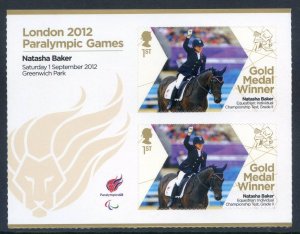 GB London 2012 Paralympics Natasha Baker Gold 1st Class MNH SG3378a 