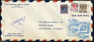 FIRST FLIGHT COVER SINGAPORE 5/10/41  TO MANILA SAN FRANCISCO 5/20/41