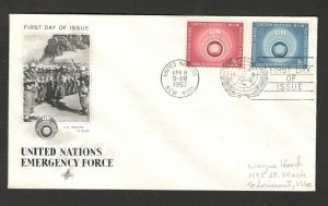 UNITED NATIONS-UNITED STATES-TRAVELED FDC EMERGENCY FORCE-1957.