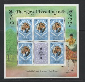 Dominica  #701-03 (1981 Royal Wedding) VFMNH sheets of 5 CV $10.00