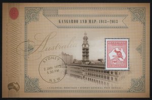 Australia 2013 MNH Sc 3919a $10 Kangaroo and Map Stamp Centenary Sheet